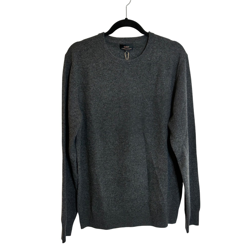 Quince Mongolian Cashmere Crewneck Sweater Mens Size L Charcoal Grey Classic NEW